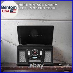 Navigator 8-In-1 Bluetooth Record Player with Built-In Speakers- 3 Speed Turntab