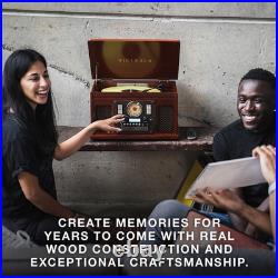 Navigator 8-In-1 Bluetooth Record Player with Built-In Speakers- 3 Speed Turntab