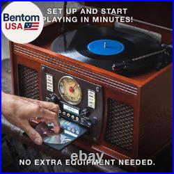 Navigator 8-In-1 Bluetooth Record Player with Built-In Speakers- 3 Speed Turntab