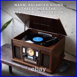 Navigator 8-In-1 Bluetooth Record Player with Built-In Speakers- 3 Speed Turntab