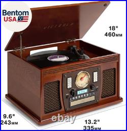 Navigator 8-In-1 Bluetooth Record Player with Built-In Speakers- 3 Speed Turntab
