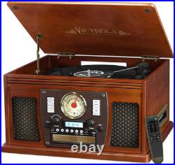 Navigator 8-In-1 Bluetooth Record Player with Built-In Speakers- 3 Speed Turntab