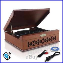 New Pyle PVNTT6UMRBT Home Audio Vintag Classic Bluetooth Turntable Record Player