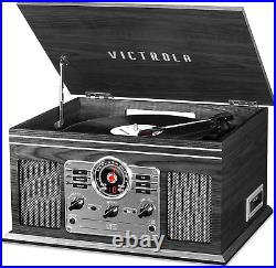 Nostalgic 6-In-1 Bluetooth Record Player & Multimedia Center with Built-In Speak