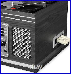 Nostalgic 6-In-1 Bluetooth Record Player & Multimedia Center with Built-In Speak