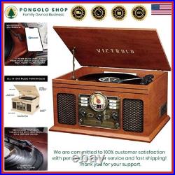 Nostalgic 6-in-1 Record Player Bluetooth, CD, and Cassette Player in Mahogany Nostalgic 6-in-1 Record Player Bluetooth, CD, and Cassette Player in Mahogany