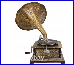 Nostalgic Gramophone Phonograph New Working Record Player Antique Style Ha