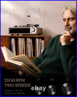 ONE-Q All-in-one Vinyl Record Player with Bluetooth 5.4, HiFi Turntable Built-in