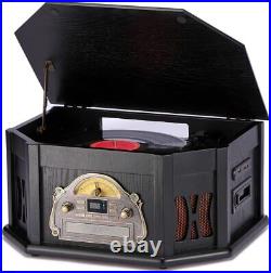 ORCC Bluetooth 3-speed 10-in-1 Record Player CD Cassette Nostalgic Turntable US ORCC Bluetooth 3-speed 10-in-1 Record Player CD Cassette Nostalgic Turntable US