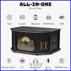 ORCC Bluetooth 3-speed 10-in-1 Record Player CD Cassette Nostalgic Turntable US ORCC Bluetooth 3-speed 10-in-1 Record Player CD Cassette Nostalgic Turntable US
