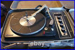 Old Vintage Suitcase Record Player Masterwork Fidelity Garrard Stereo Phonograph