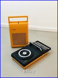 Orange Philips 133 Portable Design Record Player Turntable 1970s Rare Vintage