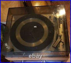 Perpetuum Ebner Turntable PE 2040 Vintage Record Player & COVER PARTS AS IS