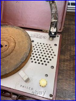 Philco C-1332-121 Portable Suitcase 3 Speed Tube Phonograph Record Player AS IS