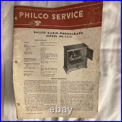 Philco Radio-Phonograph Console Record Player Turntable Cabinet Model 46-1213