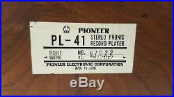 Pioneer PL-41 Manual HI-FI Turntable Record Player Heavy Wood Base Shure M91EM