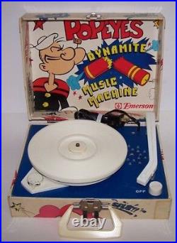 Popeye's Dynomite Music Machine Portable Record Player Turntable Works Emerson