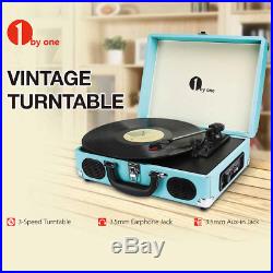 Portable Vintage Vinyl Record Player Stereo Turntable With Speaker MP3 Turquoise