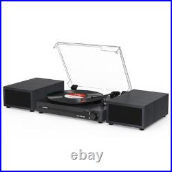 Portable Vinyl Record Player Bluetooth 3 Speed USB RCA Turntable Black Speakers