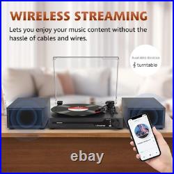Portable Vinyl Record Player Bluetooth 3 Speed USB RCA Turntable Black Speakers