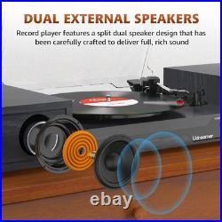 Portable Vinyl Record Player Bluetooth 3 Speed USB RCA Turntable Black Speakers