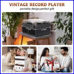 Portable Vinyl Record Player Bluetooth 3 Speed USB RCA Turntable Black Speakers