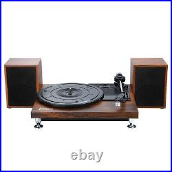 Pumpkin Vinyl Record Player Turntable Bluetooth with Stereo Bookshelf Speakers