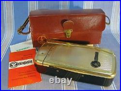RARE 1959 EMERSON WONDERGRAM POCKET PHONOGRAPH RECORD PLAYER NM with CASE & PAPERS