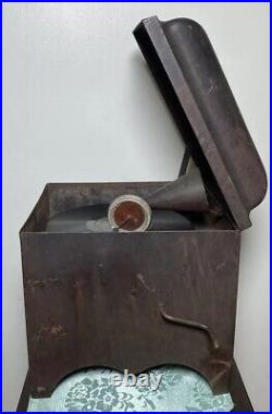 RARE Antique OROPHONE Record Player Mini Metal Phonograph WORKS Read C. 1910s