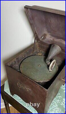 RARE Antique OROPHONE Record Player Mini Metal Phonograph WORKS Read C. 1910s