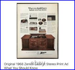RARE Original 1968 Zenith Vintage Record Player Radio Console 1974