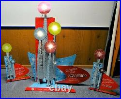 RCA Christmas Store Display Sign TV Radio Record Player Lights UP 1964 RCA Vic