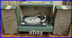 RCA Victor Victrola Portable Record Player Green Works Great