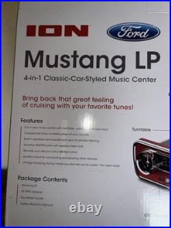 RETRO Ion Ford Mustang LP Turntable 4-in-1 Classic Car Record Player Radio, Red