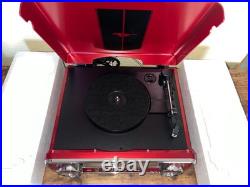 RETRO Ion Ford Mustang LP Turntable 4-in-1 Classic Car Record Player Radio, Red