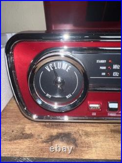 RETRO Ion Ford Mustang LP Turntable 4-in-1 Classic Car Record Player Radio, Red