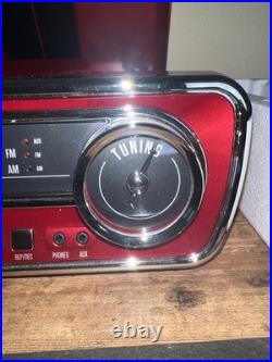 RETRO Ion Ford Mustang LP Turntable 4-in-1 Classic Car Record Player Radio, Red