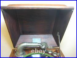 Rare Antique Flemish Phonograph Co. Turntable Phonograph Record Player-Working