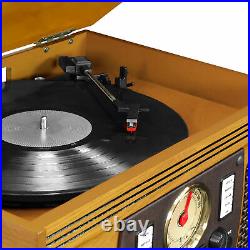 Record Player 8-in-1 Nostalgic Bluetooth 3-Speed Turntable CD Cassette FM Radio