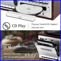 Record Player 9 in 1 3 Speed Bluetooth Vintage Turntable CD Cassette Vinyl Playe