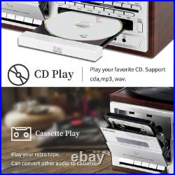 Record Player 9 in 1 3 Speed Bluetooth Vintage Turntable CD Cassette Vinyl Playe