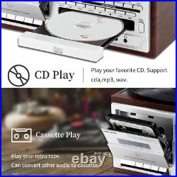 Record Player 9 in 1 3 Speed Bluetooth Vintage Turntable CD Cassette Vinyl Playe