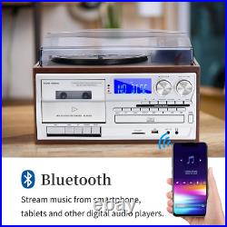Record Player 9 in 1 3 Speed Bluetooth Vintage Turntable CD Cassette Vinyl Playe