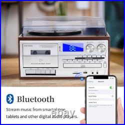Record Player 9 in 1 3 Speed Bluetooth Vintage Turntable CD Cassette Vinyl Playe