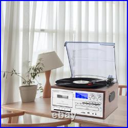 Record Player 9 in 1 3 Speed Bluetooth Vintage Turntable CD Cassette Vinyl Playe