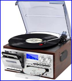Record Player 9 in 1 3 Speed Bluetooth Vintage Turntable CD Cassette Vinyl Playe