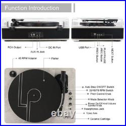 Record Player Bluetooth Turntable with Built-in Speakers and USB Play&Re