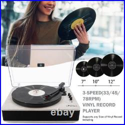Record Player Bluetooth Turntable with Built-in Speakers and USB Play&Re