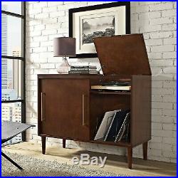 Record Player Console Mid Century Media Vinyl Storage Turntable Cabinet Table