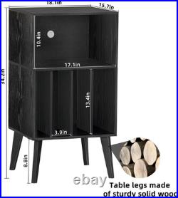 Record Player Stand, Black Turntable Stand Holds up to 160 Albums